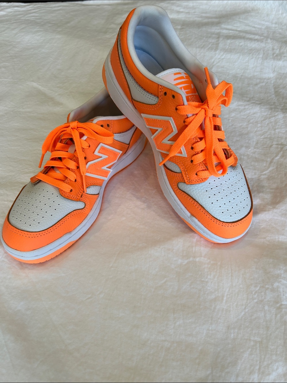 New Balance 480 Orange and White Low-Top Sneakers